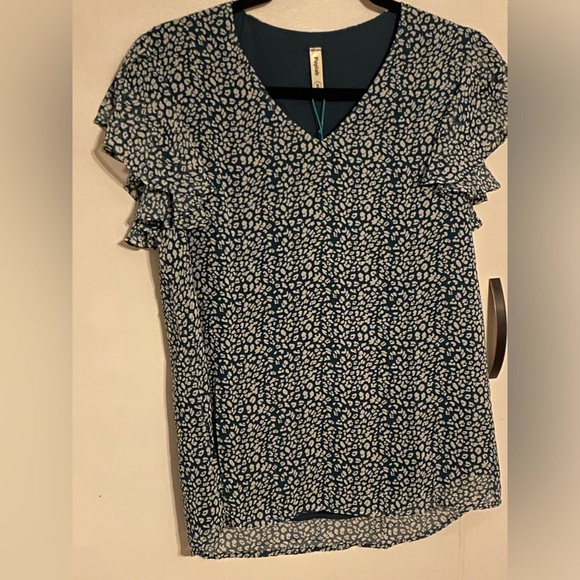 Poplab Womens Summer Tops Ruffle Short Sleeve Loose Fit Chiffon Blouse, S - Picture 1 of 5